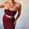 Sexy Strapless and Hip Hugging Skirt Set Sexy Tube Top Bodycon Dress Suit