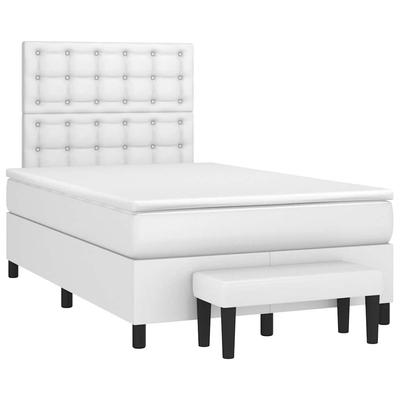 Vidaxl Continental Bed with Mattress, White, 120X190 Cm, Eco-Leather