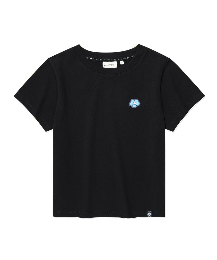 WACKY WILLY Women'S Lily Crop Short Sleeve T-Shirt Black