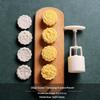 Plastic Hand Press Mooncake Mold No Oil Demold Needed with Multiple Pattern Stamps for Home Beginner Baking