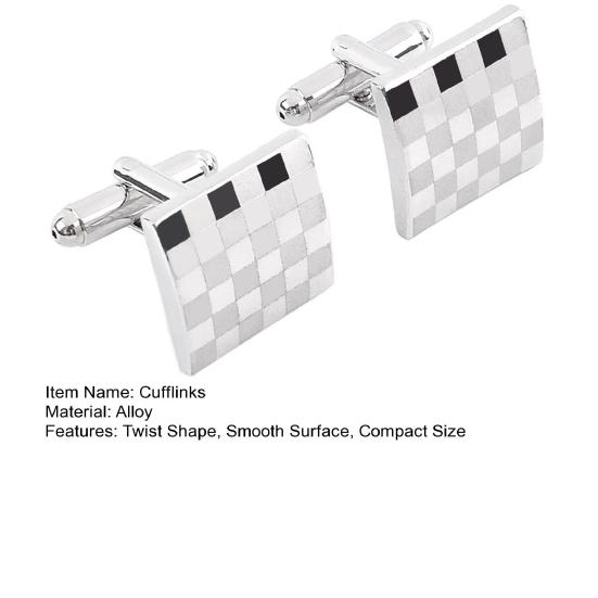 1 Pair Men Cufflinks Polished Smooth Surface Rhinestones Inlaid Rectangle Round Twist Shape Suit Shirt Cufflinks Button Replacement Accessories