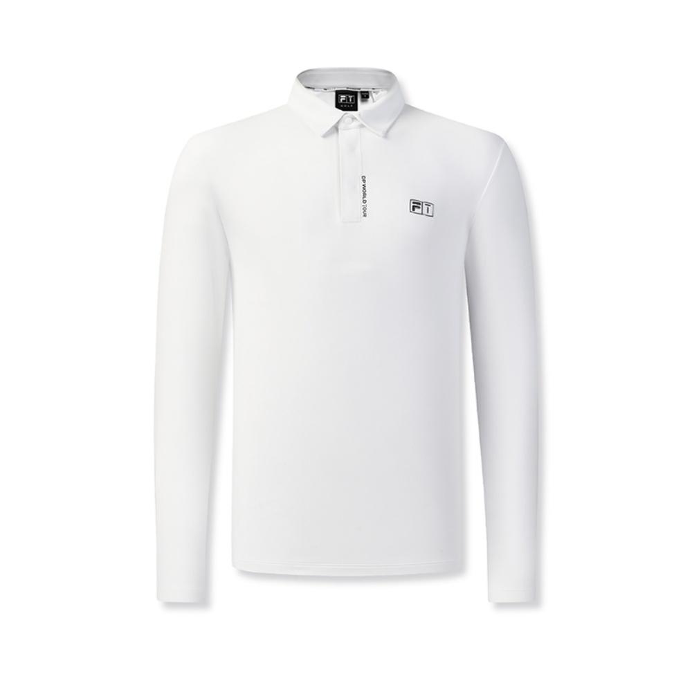 FILA Golf Series Simple Classic Fashion Sports Comfortable Long Sleeve Polo Shirt Men tops Jade-White A11M615206FWT
