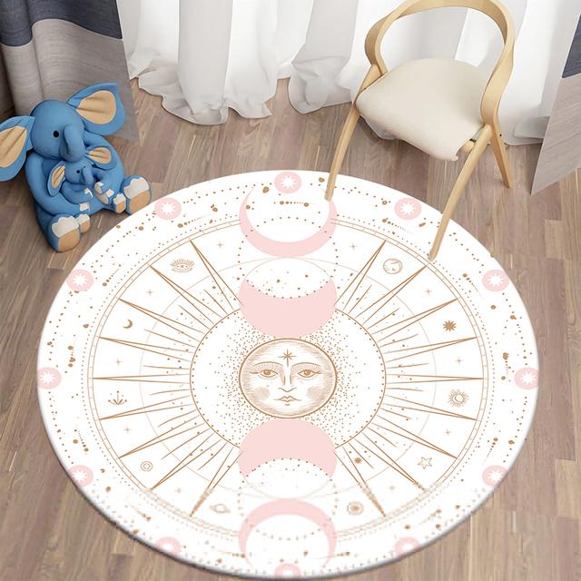 Boho Style Round Carpet Floor Mat Living Room Carpet Polyester Carpet Mat Children 'S Room Decoration Room Decor Prayer Carpet
