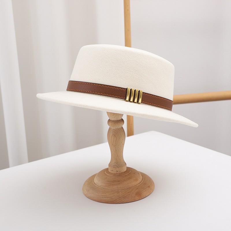 Womens Wool Felt Fedora Hat With Wide Brim Vintage Hepburn Style Winter Warm Fashion Cap