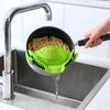 Scurta de bucatarie din silicon Clip Suport de scurgere a tigaii Bol Pâlnie Orez Paste Legume Spălat fructe Scurătoare Scurgere Filtru anti-opărire