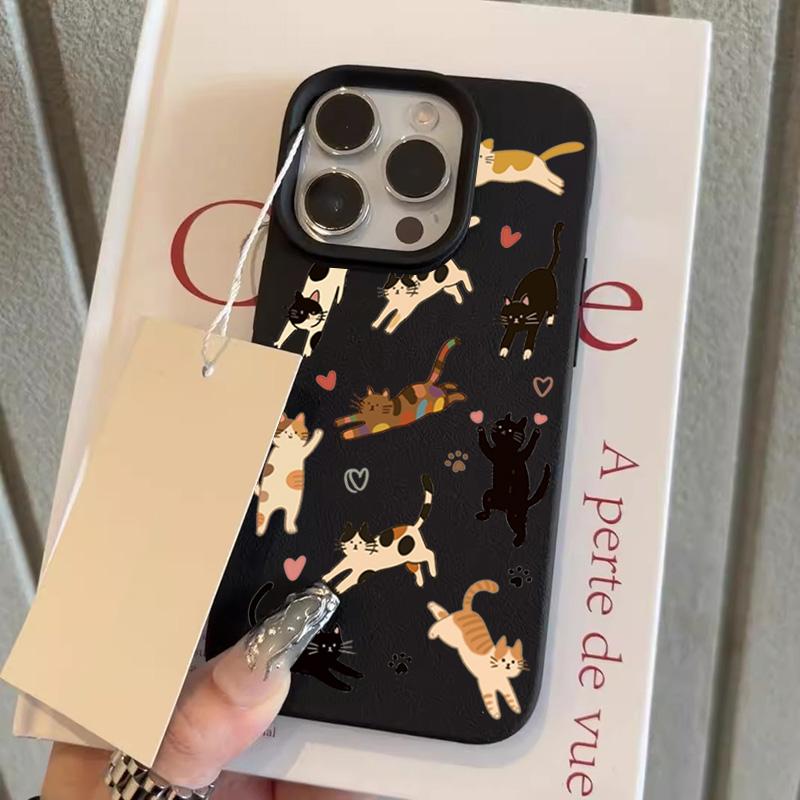 

Cute Colourful Cat Lychee Texture Phone Case For iPhone 17 Pro Max 11 12 13 14 Plus 15 16 16E Plus 17Air Silicone Soft Cover iphone 11 Pro