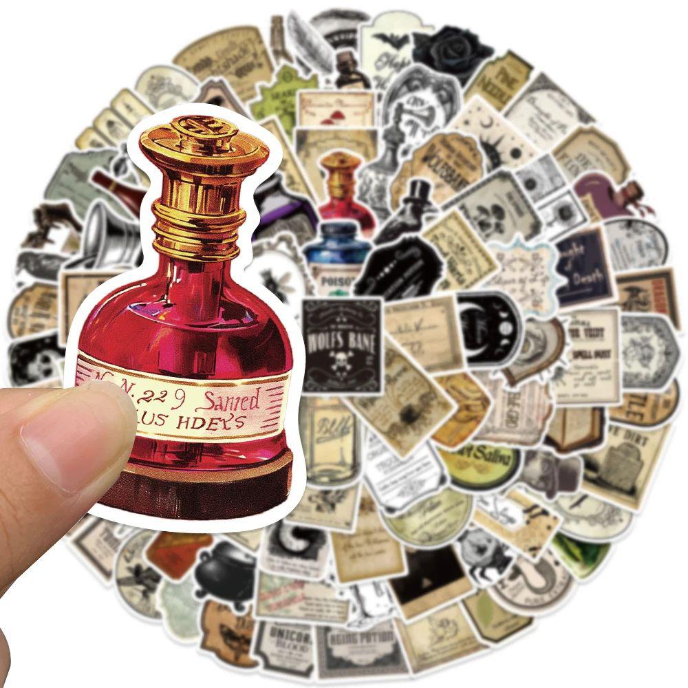 10/30/50/100pcs Gothic Potion Label Cartoon Stickers Retro Waterproof Decals DIY Guitar Notebook Phone Car Cool Cool Sticker Toy