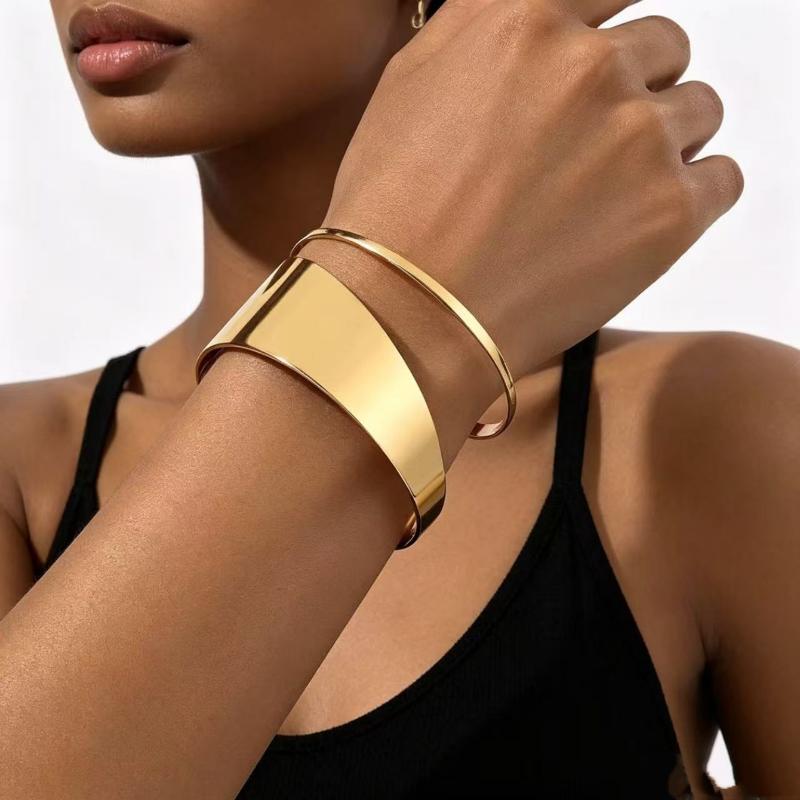 Wide Open Adjustable Hollow Irregular Bracelet Hip Hop Street Bangle Trendy Jewelry for Couple Matching Wear