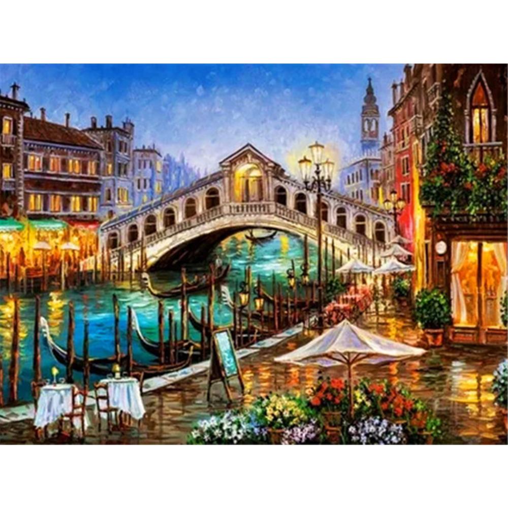 3D Diamond Painting Town Full Square Round Drill Art Rhinestone 5D DIY Diamond Embroidery Landscape Seaside Handmade Gift