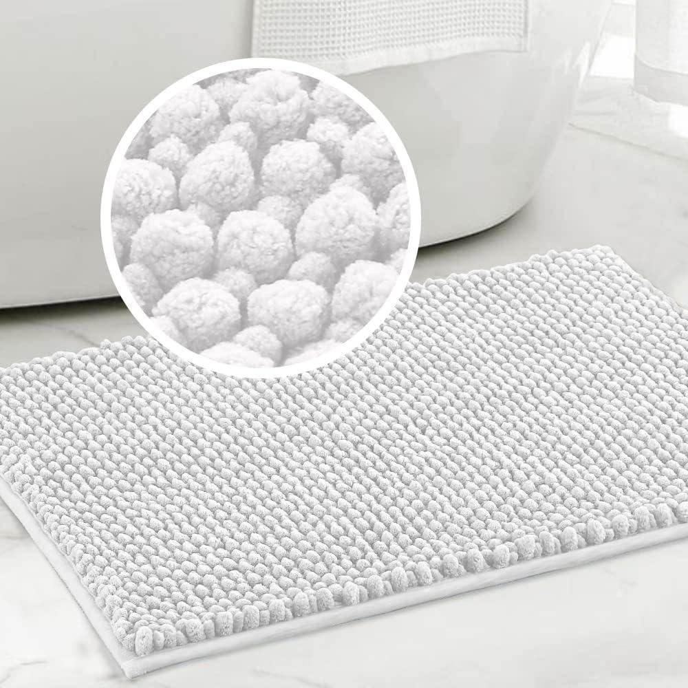 Super Plush Microfiber Anti-skid Soft Bathroom Carpet, Water Absorbent Machine Washable Chenille Bathroom Mat, Quick Drying Plus
