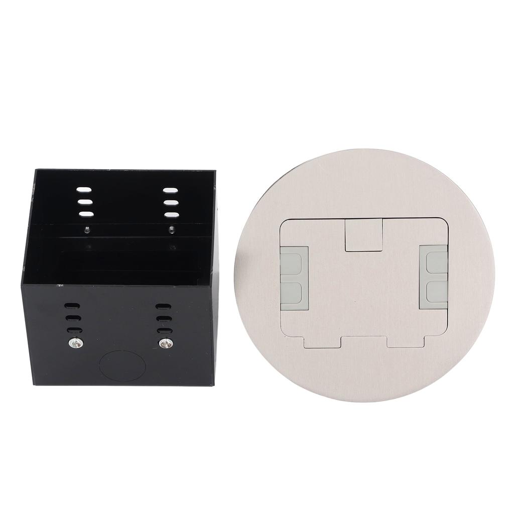 Bodeneinbaudose 20A Doppel 3-polige Standardsteckdosen Edelstahl Rund Elektrische Steckdose