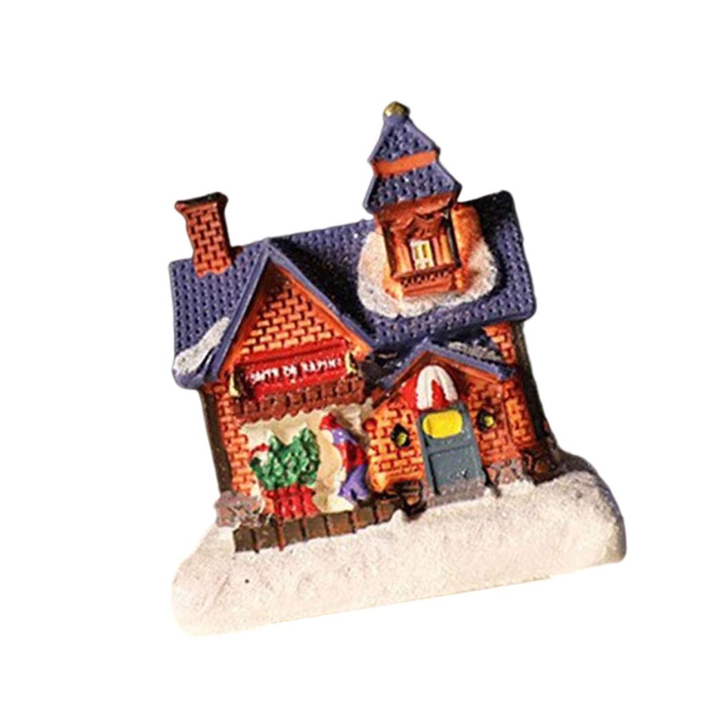 Christmas Village Houses Christmas Collectible Buildings with LED Light Christmas Decors Gingerbreads House Figurine