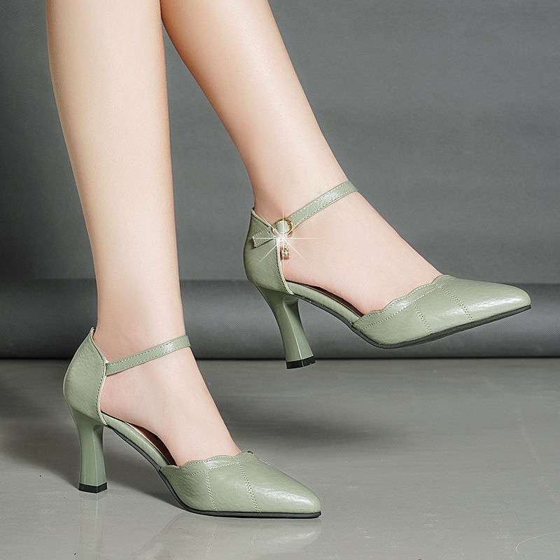 Hollow Sandals Women's Summer High Heels Summer Thick Heel with Professional Work Shoes