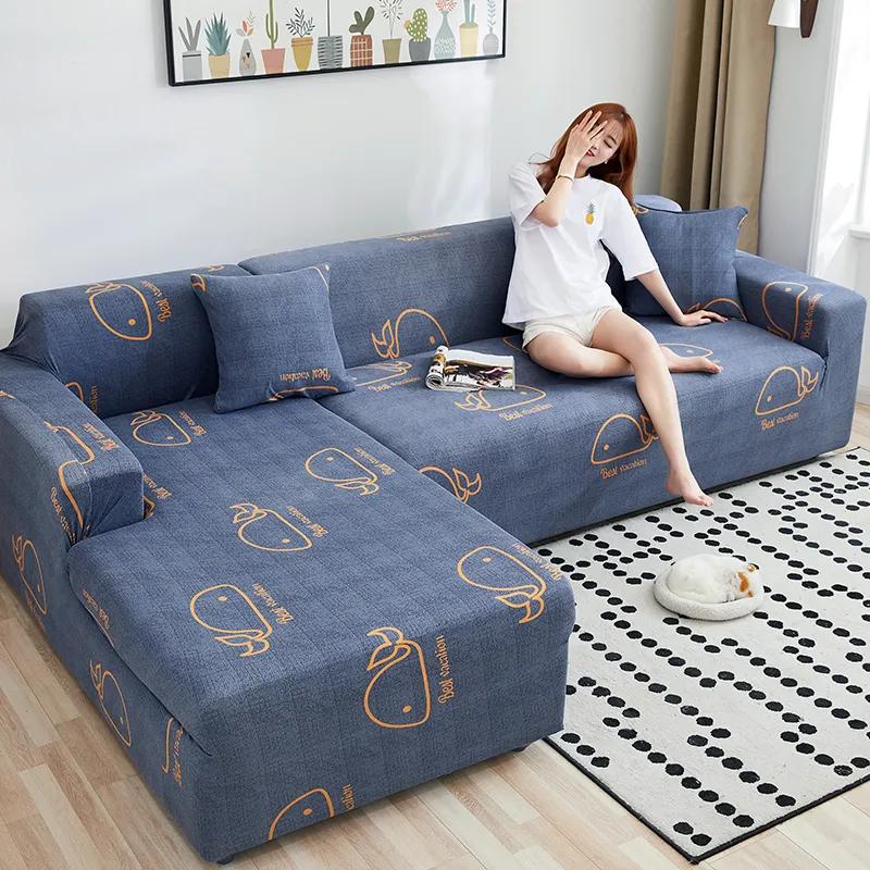 Impressionist Fashion Cotton Sofa Double Pattern Armrest Sofa Cover Fabric Seat Cover for Home Decor