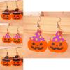 Halloween Themed Hat Pumpkin Pattern Women Acrylic Earring For Unisex Fashion Accessories