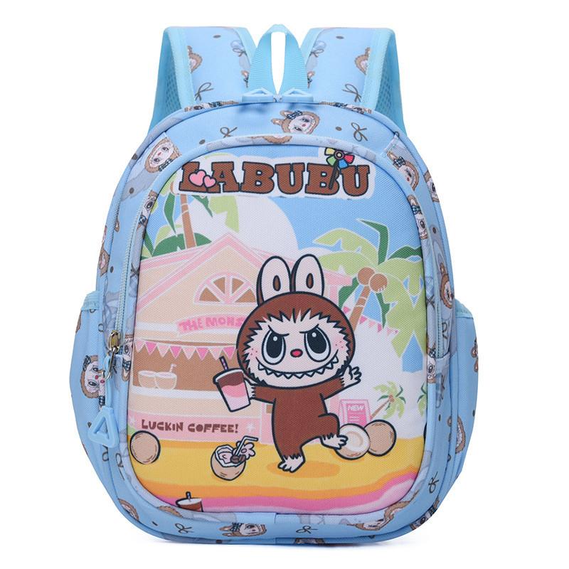 Adorable Cartoon Labubu Children's Backpack Lightweight Nylon Preschool Dual Purpose Design