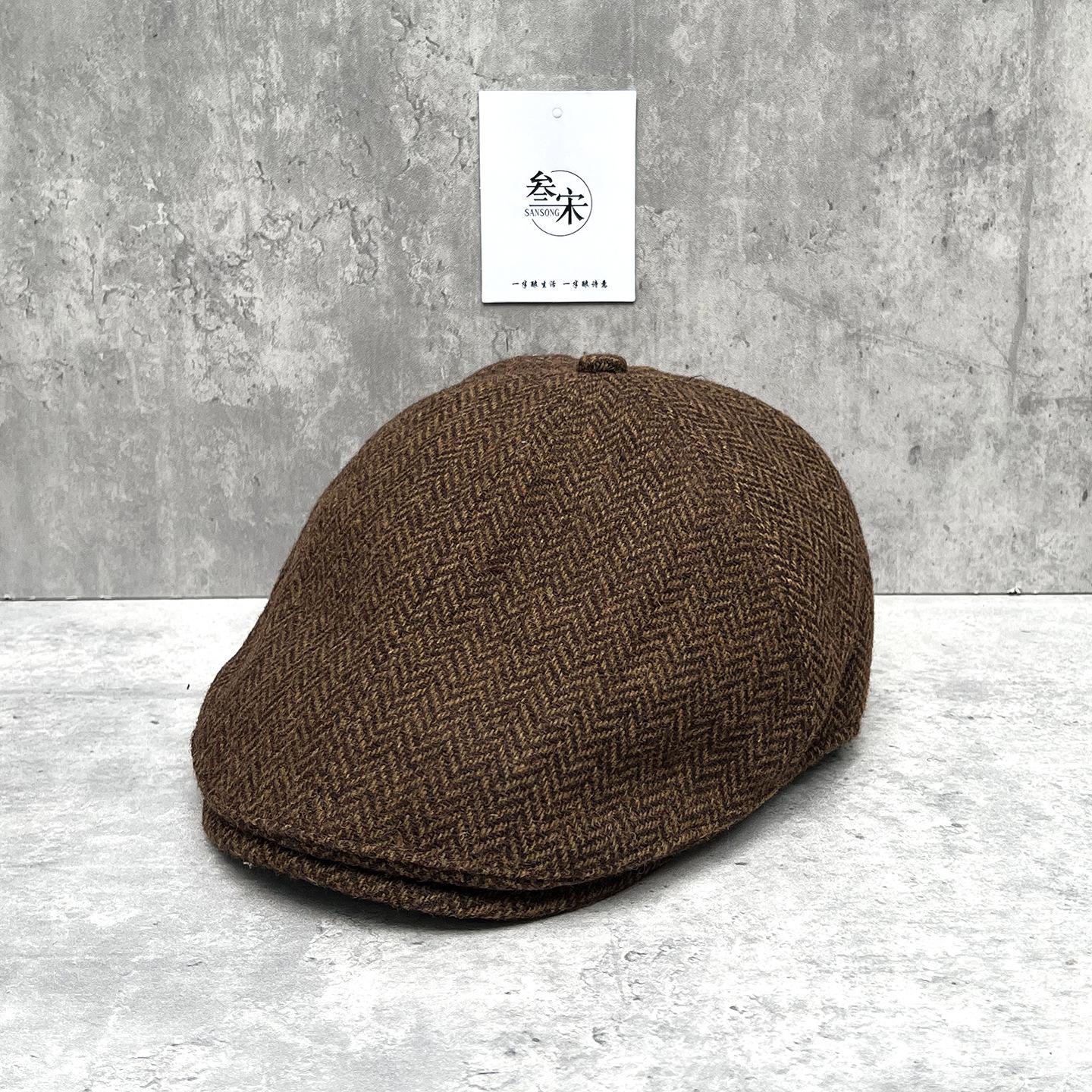 Good Quality Retro British Style Herringbone Forward Hat Men S And Women S Autumn Casual Versatile Temperament Beret M（56-58cm）