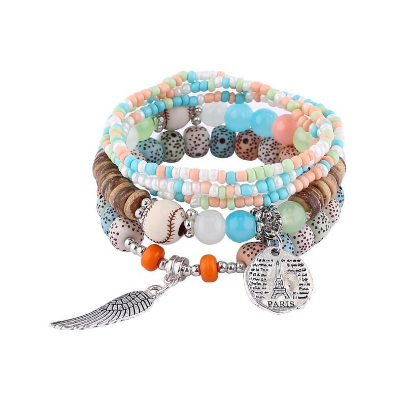 Bohemian Ethnic Multi-Layered Colorful Beaded Bracelet Set for Women