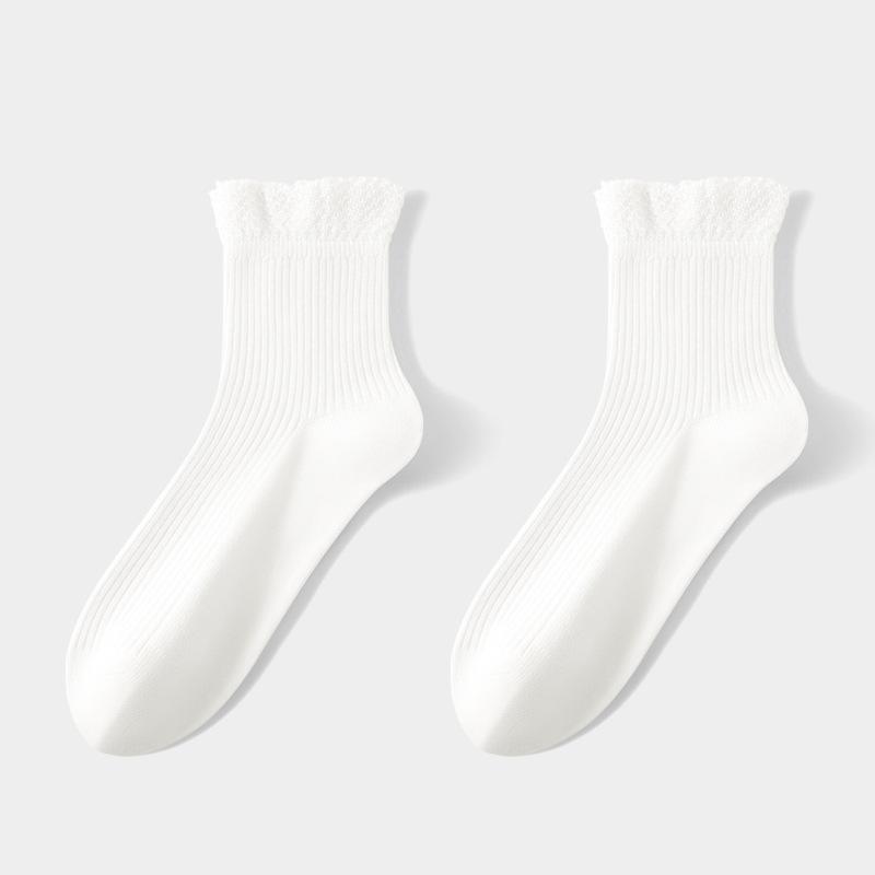 Женская осенне-зимняя мода Новые милые кружевные гольфы 1 pair белый