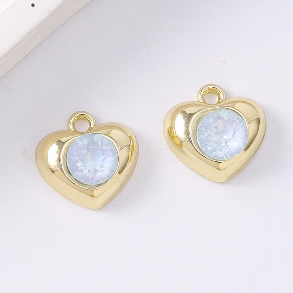 5pcs Exquistite Crystal Zircon Love Heart Charms Pendants for Making Necklace Earrings Bracelet DIY Handmade Jewelry Accessories
