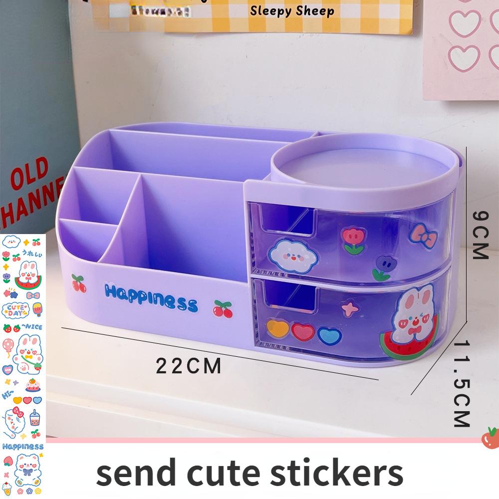 Creative Desktop Storage Box Organizer Plastic Drawer Transparent Kawaii Ins Multifunction Student Pen Holder Organizer Box Cute