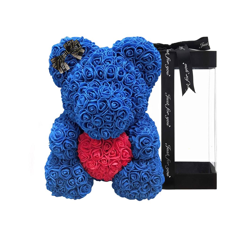 25CM Umělý medvídek z růží s krabičkou pro přítelkyni, milence, na Valentýna, narozeniny, romantické dárky, svatbu, domácí dekoraci