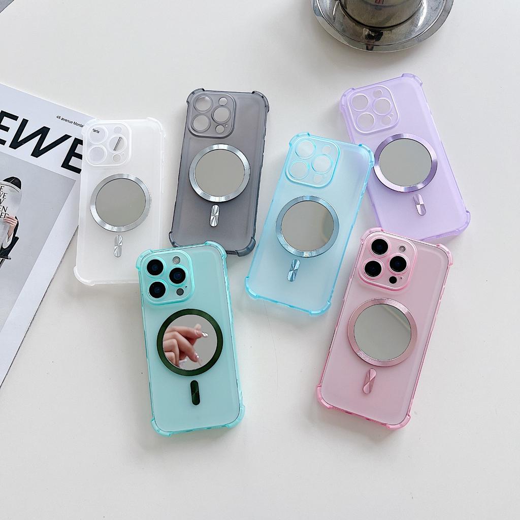 Translucent Silicone Phone Case with Mirror for Realme C85 Pro C65 4G C35 C21 C15 & More Models Shockproof Bumper