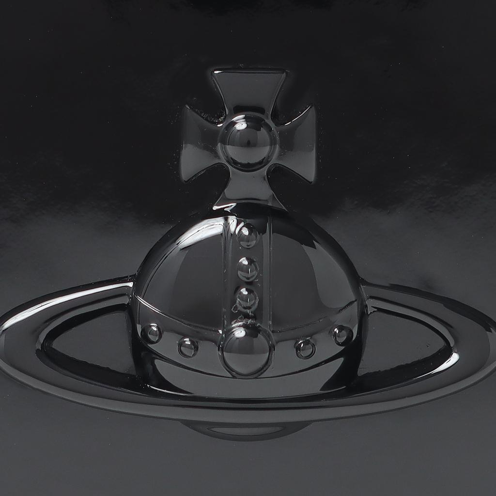 Vivienne Westwood Shiny Patent Heart Pattern Leather Card Holder Women accessories Black 50684360100D