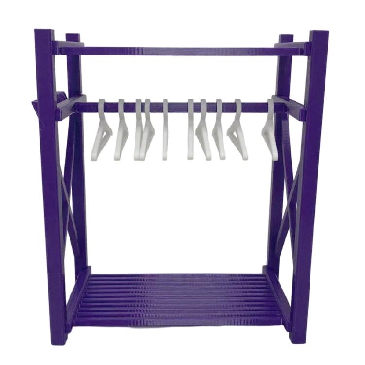 Пластиковый детский шкаф для хранения с вешалкой для одежды и декоративной витриной фиолетовый 1200₽