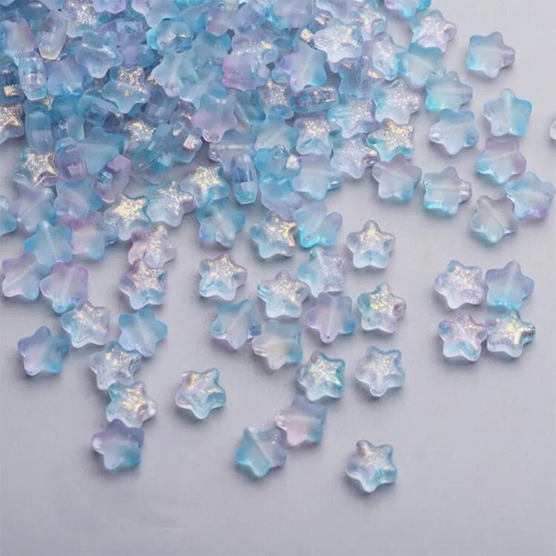 50PCS Color Star Beads 8mm Czech Glass Loose Spacer for Jewelry Making Hairpin Handmade Diy Accessories