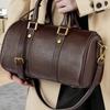 Top Layer Cowhide Boston Bag High-end Vintage Handbag Shoulder Bag for Women Vegetable Tanned Leather 2025 New Genuine Leather Crossbody Bag