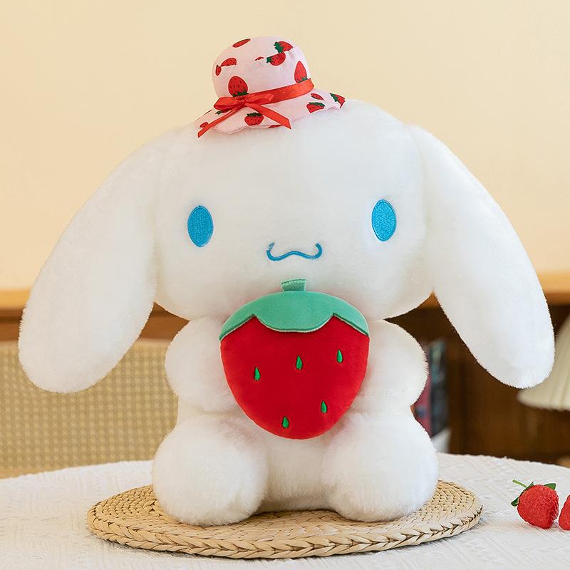 25/50cm Kawaii Melody Doll Sanrio Cinnamon Dog Hugging Strawberry Stuffed Plush Toy Cartoon Anime Plush Doll Sleeping Pillow