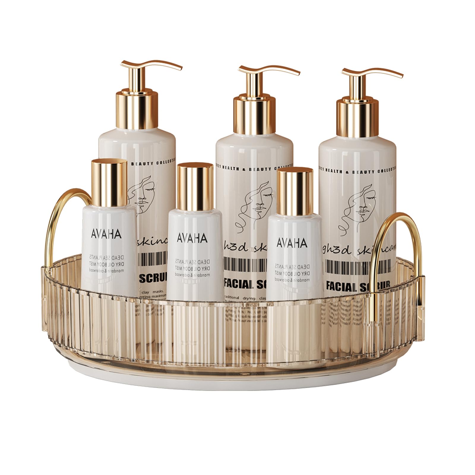 

LanQii Cosmetic Storage Rotating Makeup Large Cosmetic Makeup Easy Bathroom Vanity Daily Necessities Living Multifunctional Storage Box Easy to янтарь