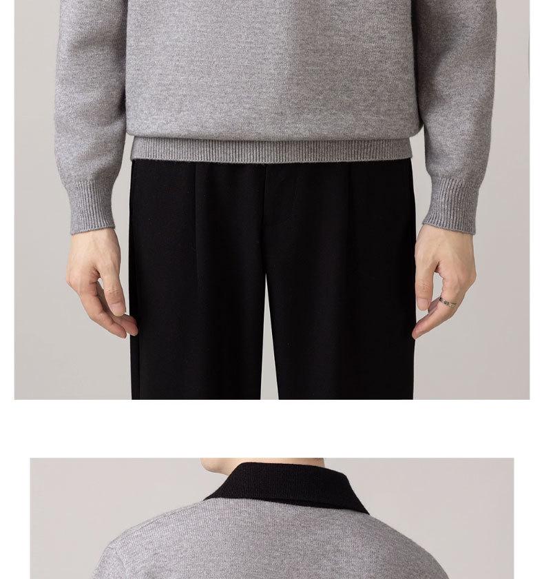 Hochwertige Herren-Patchwork-Strickware - Langarm, Herbst/Winter 2025, Vielseitiger Business Casual Pullover