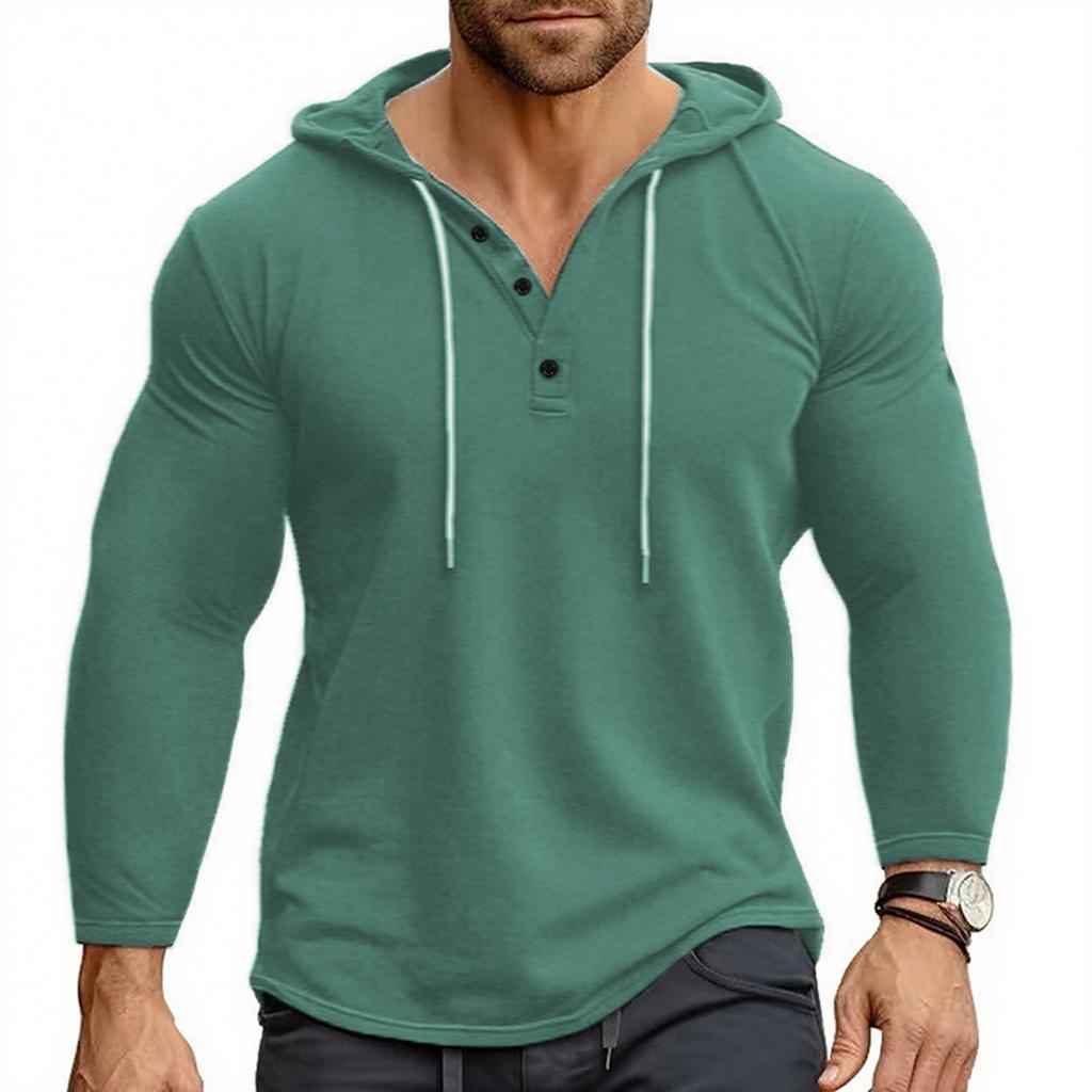 Men's Solid Color Stand Collar Button Sweatshirt Hoodie Men's Sports Large Size Casual Sweatshirt