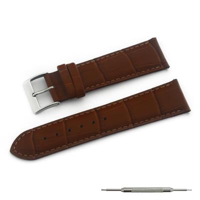 CASSIS Calfskin Embossed Watch Strap, Waterproof Backing, AVALLON Series, 20mm, Gold Brown, with Replacement Tool, D1022238041020