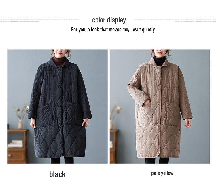 Thickened Cotton Coat for Plus Size Women - Loose, Warm, Mid-Length Winter Outerwear