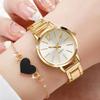 Fashion Roman Numeral Women's Watch & Bracelet Set with Diamond Inlay