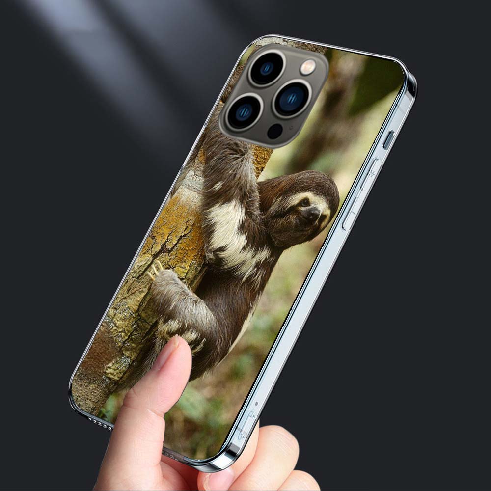 Cute Sloth Phone Case For Iphone 16E 15 Pro 14 Plus 17E 16 17 Pro Max Air 11 12 13 Mini Shockproof Capa Cute Cover TPU Clear