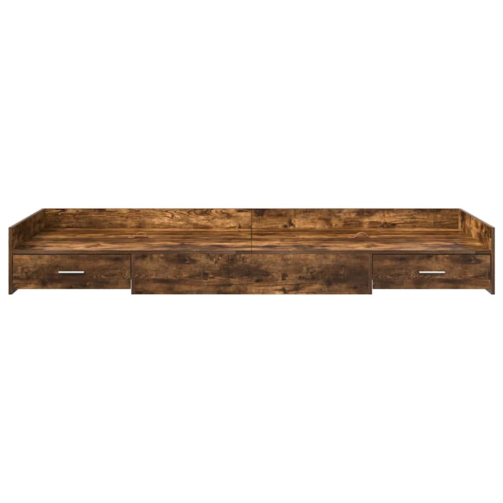 Bed Frame Smoked Oak 75 X 190 Cm Wood Based Material