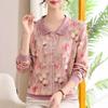 Mom's Spring Lapel Base Layer: Elegant Plus Size Long-Sleeve Shirt for Women 50+