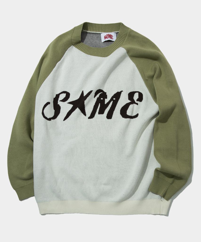 SOME PLACE Raglan Some Lettering Logo Graphic Oversized Long Sleeve Knit_ 3 Colors