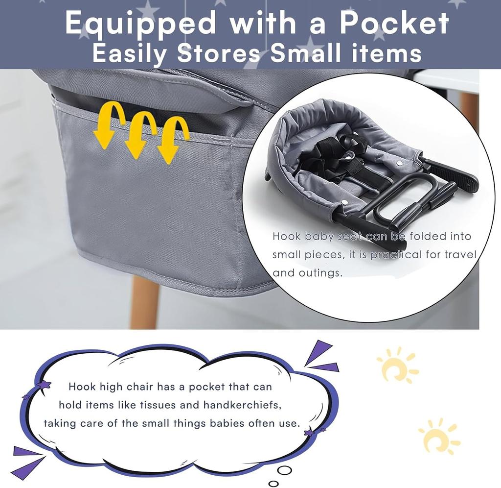 UBRAVOO Booster Seats, Portable High Chairs for Babies and Toddlers, Foldable HighChair for Baby from 6 Months to 3 Years, Sitting Up to 18 kg