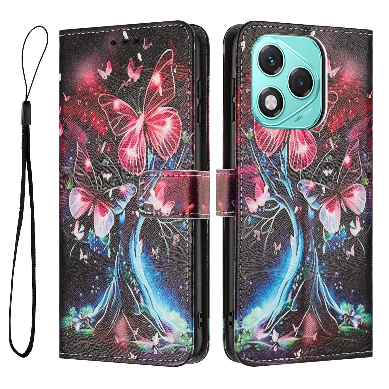 

YX-2501 Wallet Case for Honor 400 Lite 5G Pattern Printing PU Leather Phone Cover with Lanyard H