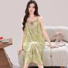 Gentle Wind Gradual Change Tie-dye Cotton and Silk Suspender Nightdress Ruffle Edge Hem Loose Pajama Skirt Women Large Size Home Skirt