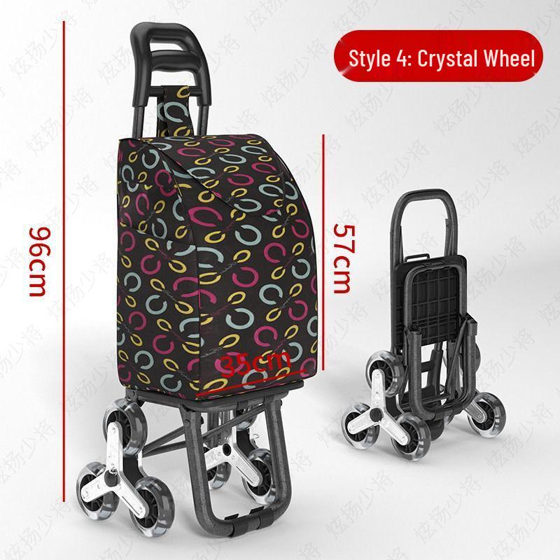 Lightweight Folding Shopping Cart: Portable Trolley for Groceries, Vegetables, and Household Items; Ideal for Elderly Use.