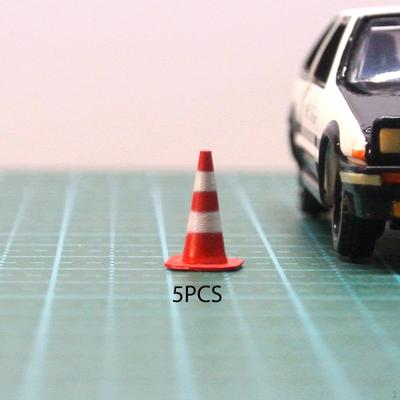 5 Pieces 1/64 Traffic Cone Model Mini Parking Cones Realistic Diorama Accessory for Architectural