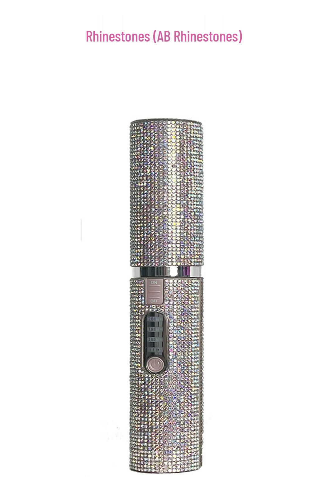 

Portable Rhinestone Mini Wireless Hair Styler: Rechargeable USB, Dual-Use for Curling & Straightening. 35W рожевий