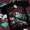 Anime Demon Slayer Kimetsu No Yaiba Tanjiro Graphic Black TShirt Size S4XL