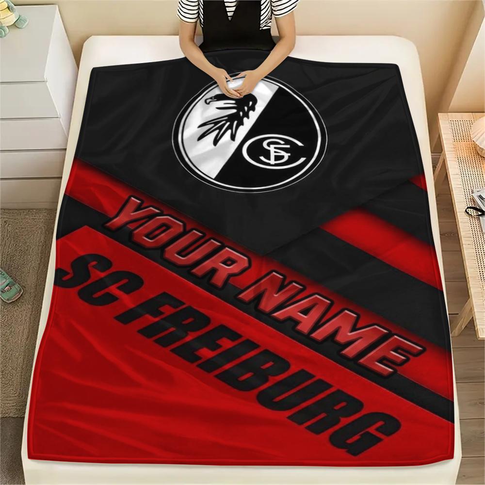 1PC Custom Name SC Freiburg Patterned Flannel Blanket Suitable For All Seasons for Home Decor Warmth and Comfort Gifts Holiday Present